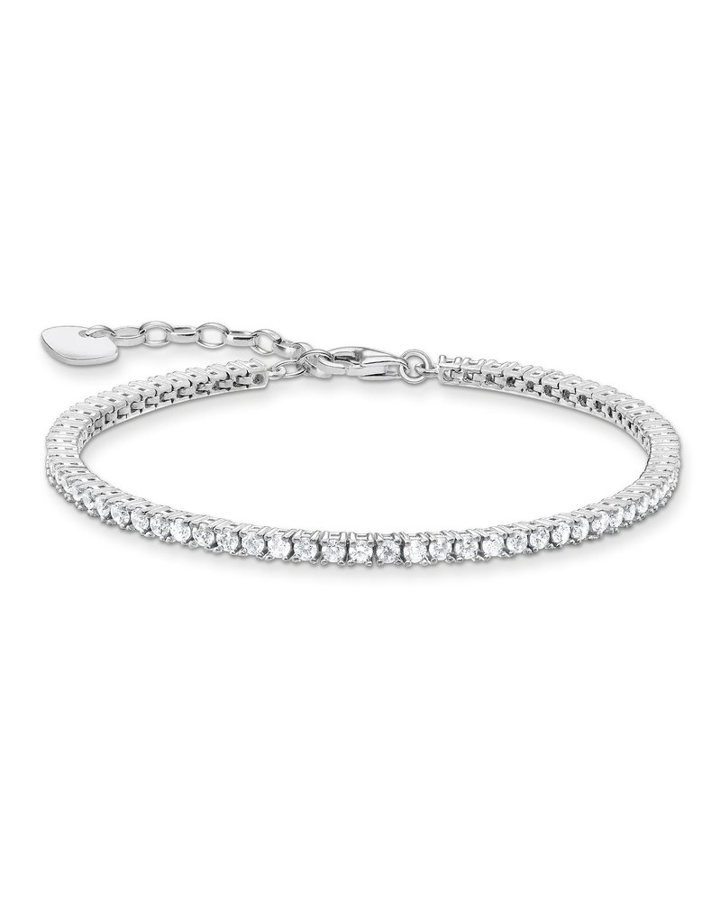Thomas Sabo Damen Tennisarmband mit weißen Steinen Silber, Sterlingsilber Silberfarben