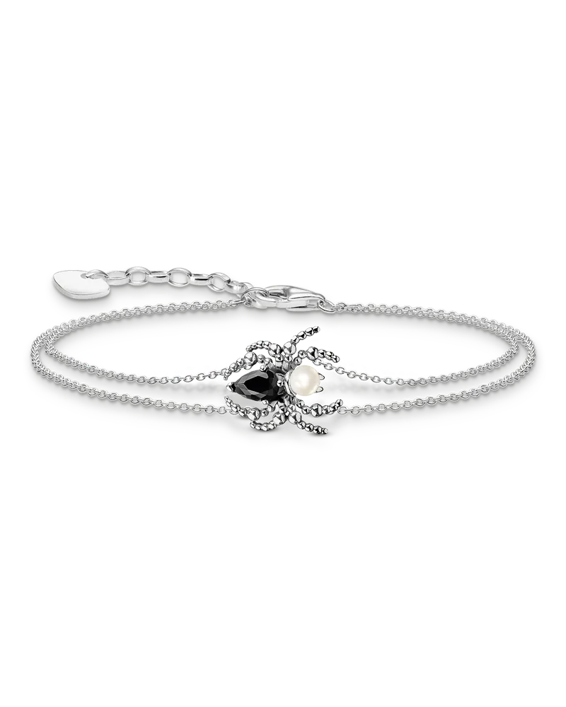 Thomas Sabo Damen Armband Spider Romance mit Spinne Silber, Sterlingsilber Schwarz