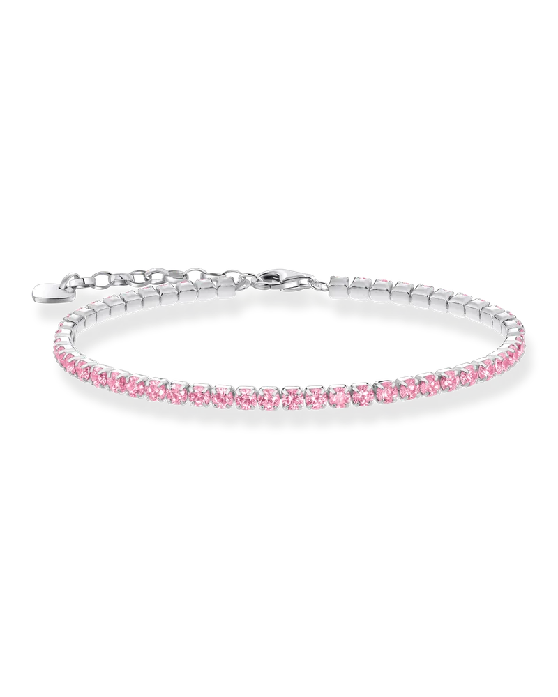 Thomas Sabo Herren Tennisarmband mit pinkfarbenen Steinen Silber, Sterlingsilber Pink
