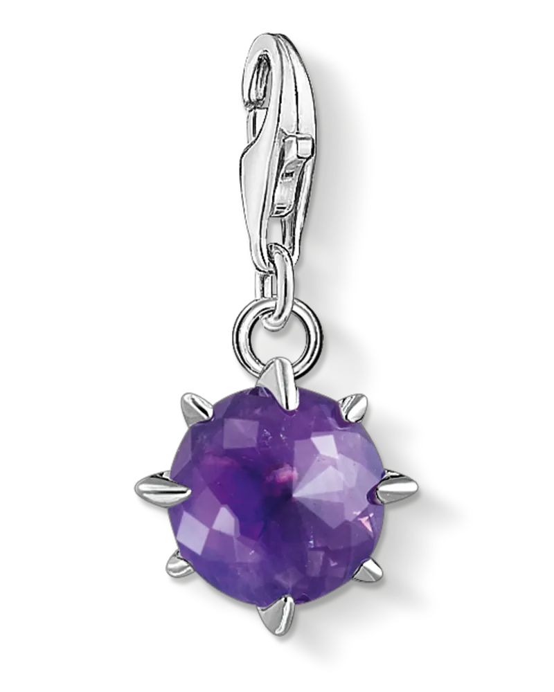 Thomas Sabo Damen Charm-Anhänger Geburtsstein Februar, Sterlingsilber, Charm Club Collection Silberfarben