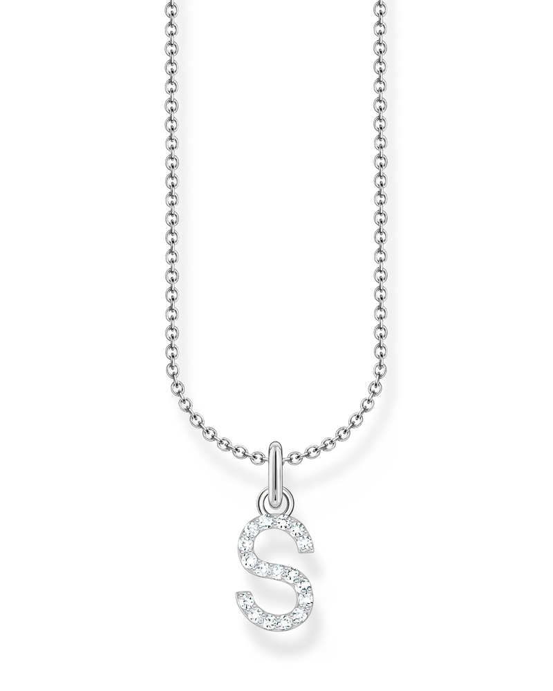Thomas Sabo Damen Kette mit Buchstaben-Anhänger S Silber, Sterlingsilber, Charming Collection Silberfarben