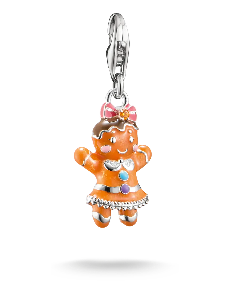 Thomas Sabo Damen Charm-Anhänger Lebkuchen-Mädchen Silber, Sterlingsilber Blau