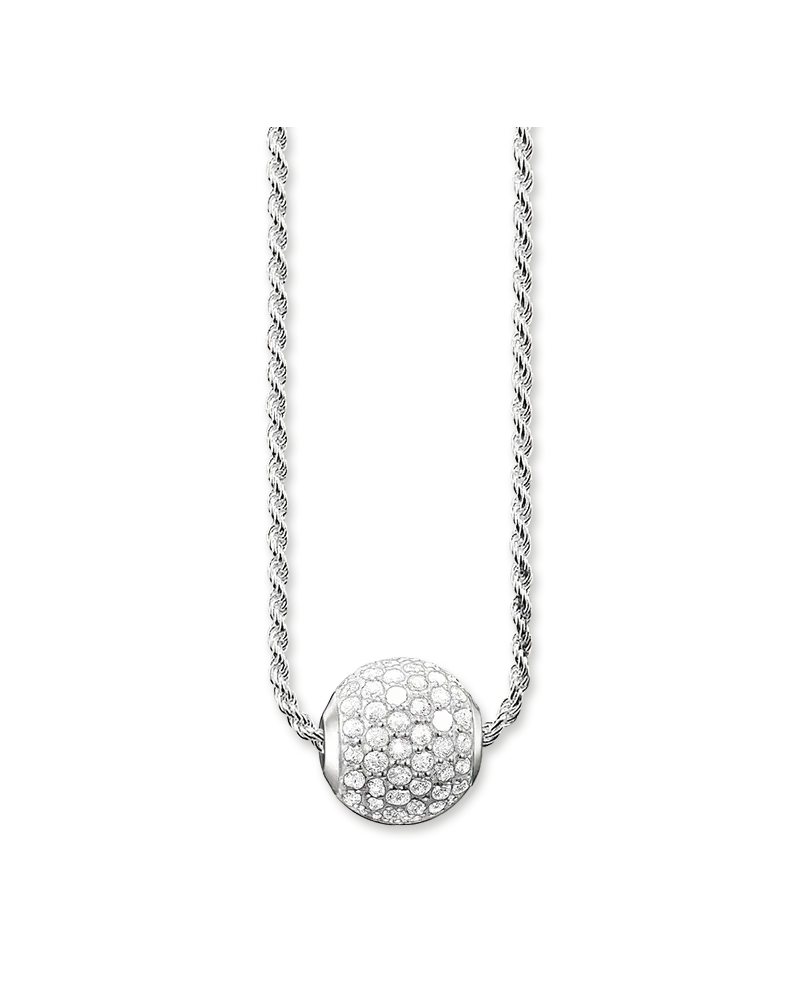 Thomas Sabo Damen Kette Pavé weiß, Sterlingsilber, Karma Beads Silberfarben