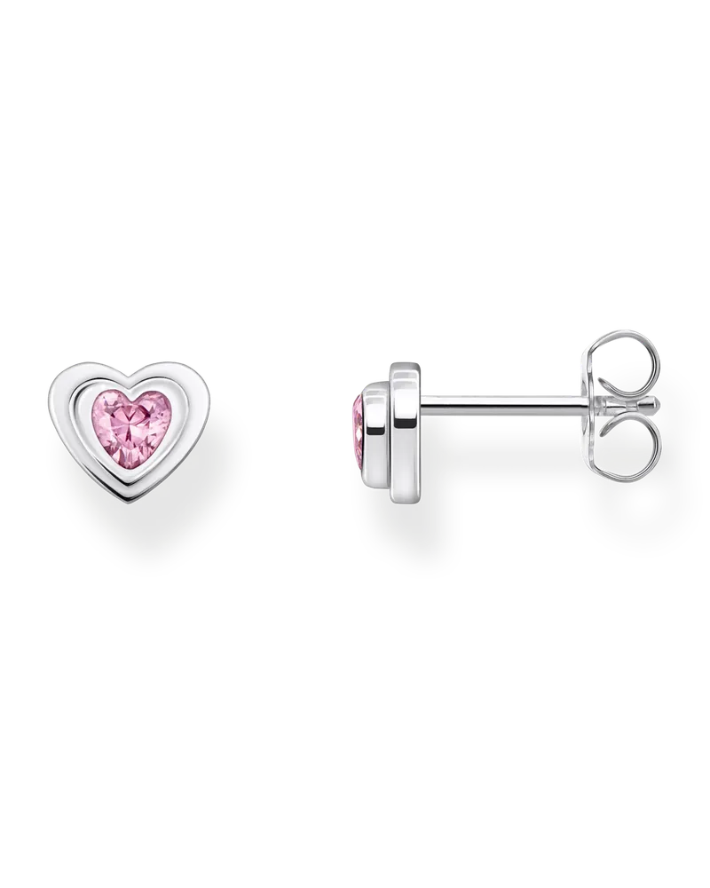Thomas Sabo Damen Ohrstecker Herz mit pinkfarbenem Zirkonia Silber geschwärzt, Sterlingsilber Pink