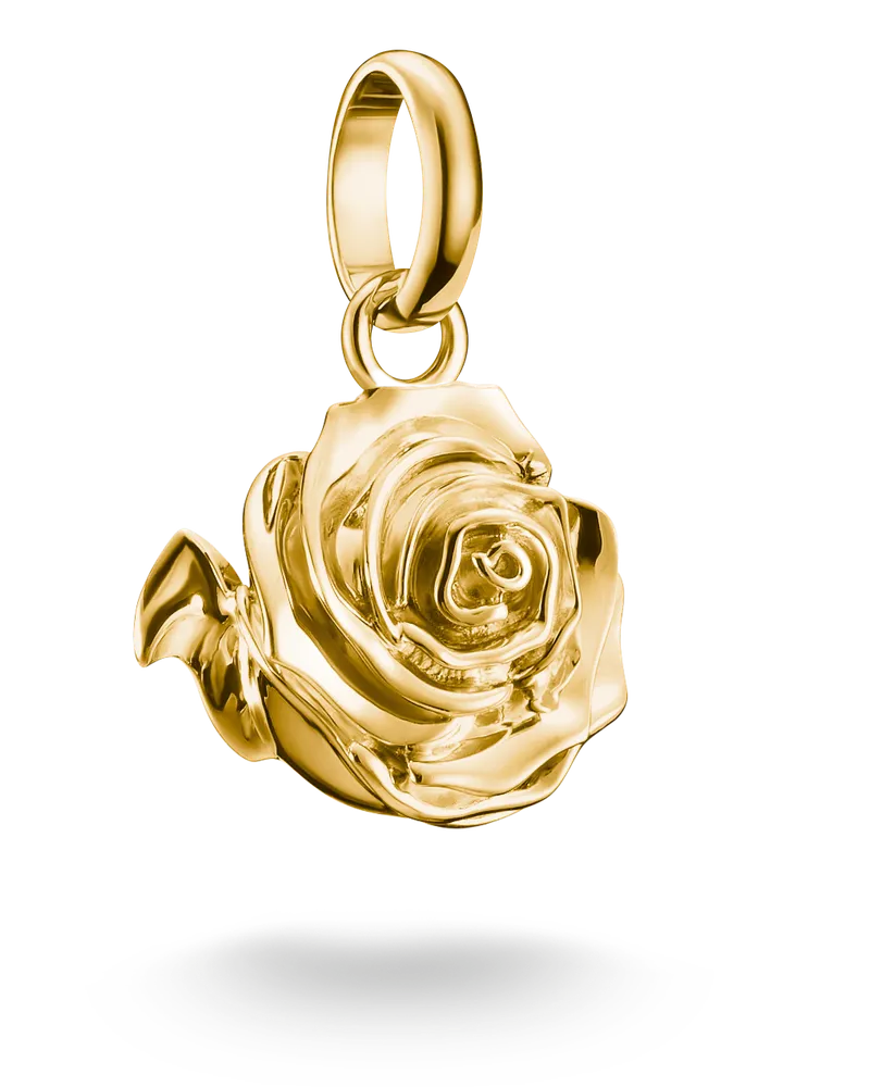 Thomas Sabo Damen Charm-Anhänger Rosenblüte Connect vergoldet, Sterlingsilber Gelbgold vergoldet Gelbgoldfarben