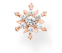 Einzel Ohrstecker Schneeflocke mit weißen Steinen roségold