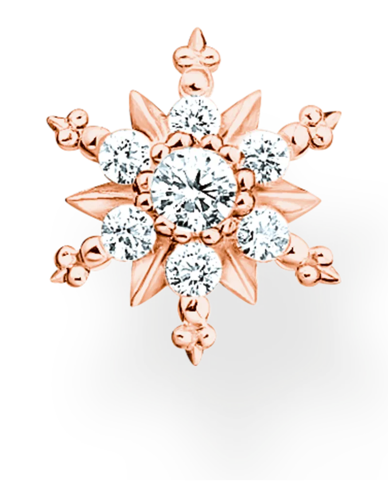 Thomas Sabo Einzel Ohrstecker Schneeflocke mit weißen Steinen roségold Roségoldfarben