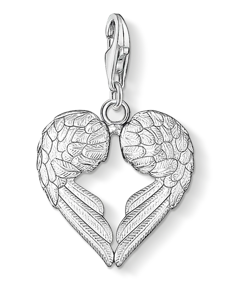 Thomas Sabo Damen Charm-Anhänger Flügelherz, Sterlingsilber, Charm Club Collection Silberfarben