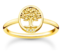 Ring Tree of Love mit weißen Steinen gold