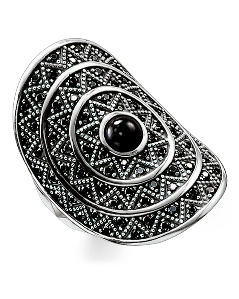 Thomas Sabo Damen Ring schwarzer Zick Zack, Sterlingsilber Schwarz