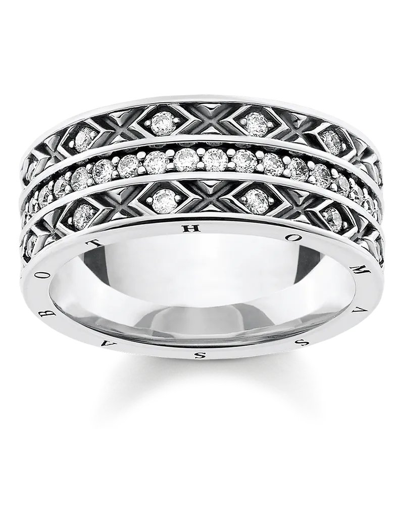 Thomas Sabo Damen Ring asiatische Ornamente, Sterlingsilber Silberfarben