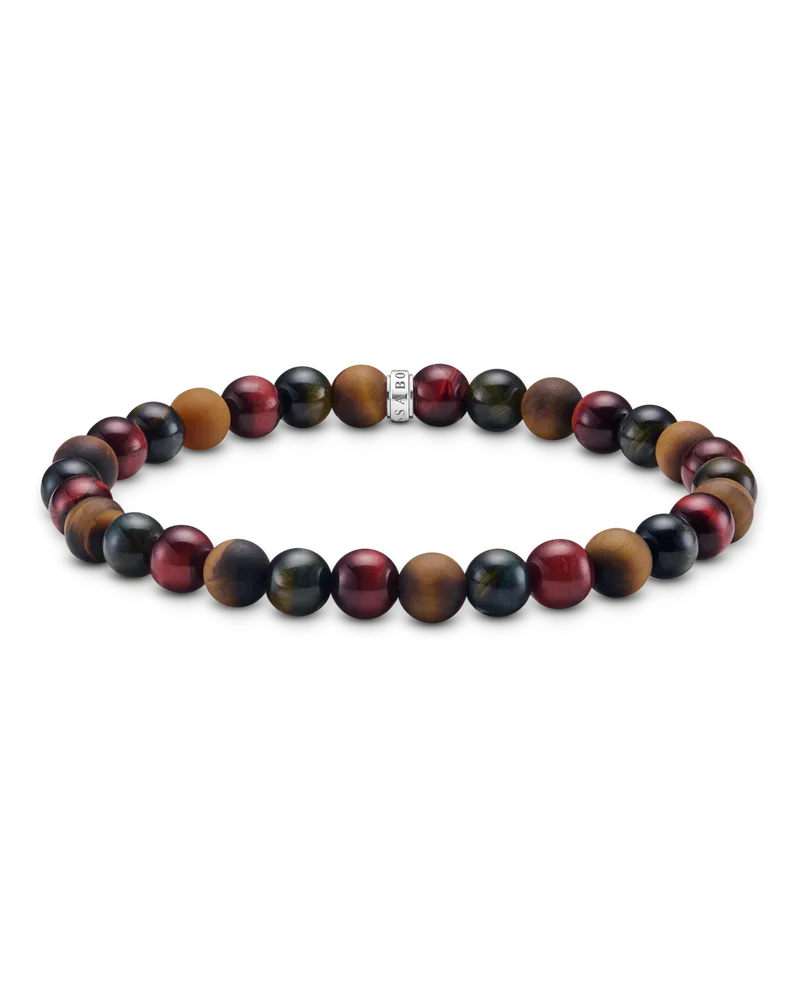 Thomas Sabo Herren Talisman-Armband mit Tigerauge-Beads, Sterlingsilber Blau