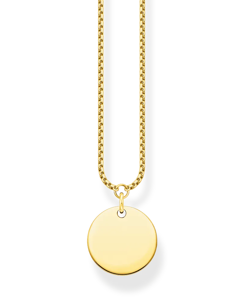 Thomas Sabo Damen Kette Coin gold mit Gravur, Sterlingsilber Gelbgold vergoldet Gelbgoldfarben