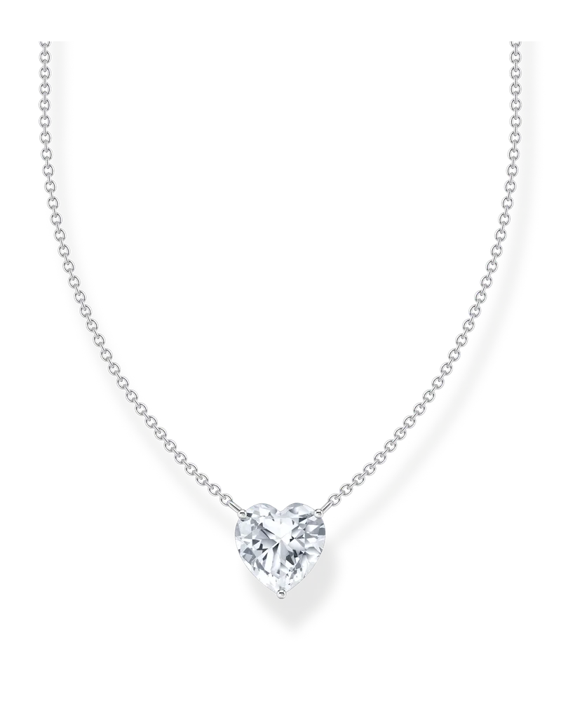 Thomas Sabo Damen Kette mit weißem Herz-Anhänger Silber, Sterlingsilber Silberfarben