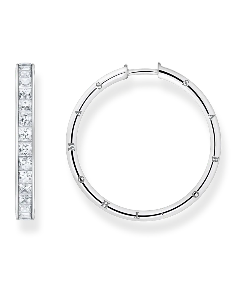 Thomas Sabo Damen Creolen weiße Steine Pavé silber, Sterlingsilber Silberfarben