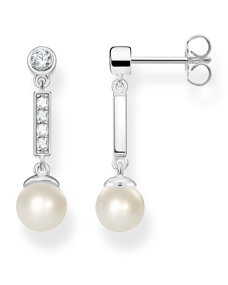 Thomas Sabo Damen Perlenohrringe, Sterlingsilber Silberfarben