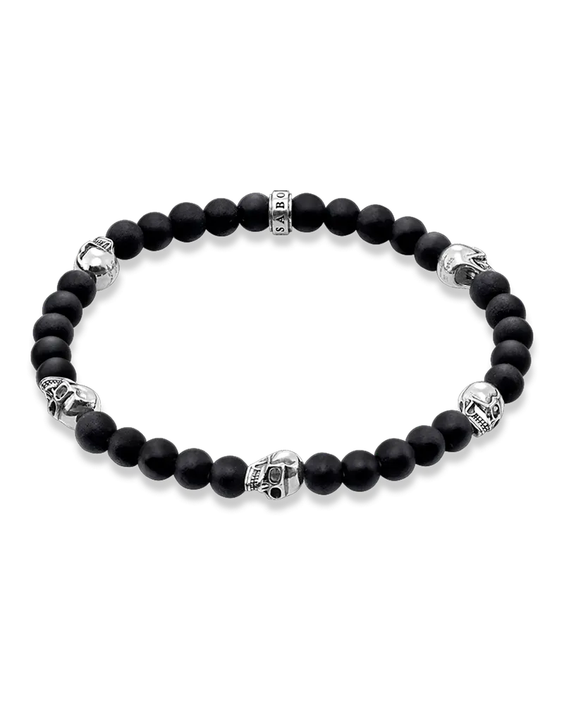 Thomas Sabo Herren Armband Totenkopf, Sterlingsilber Schwarz