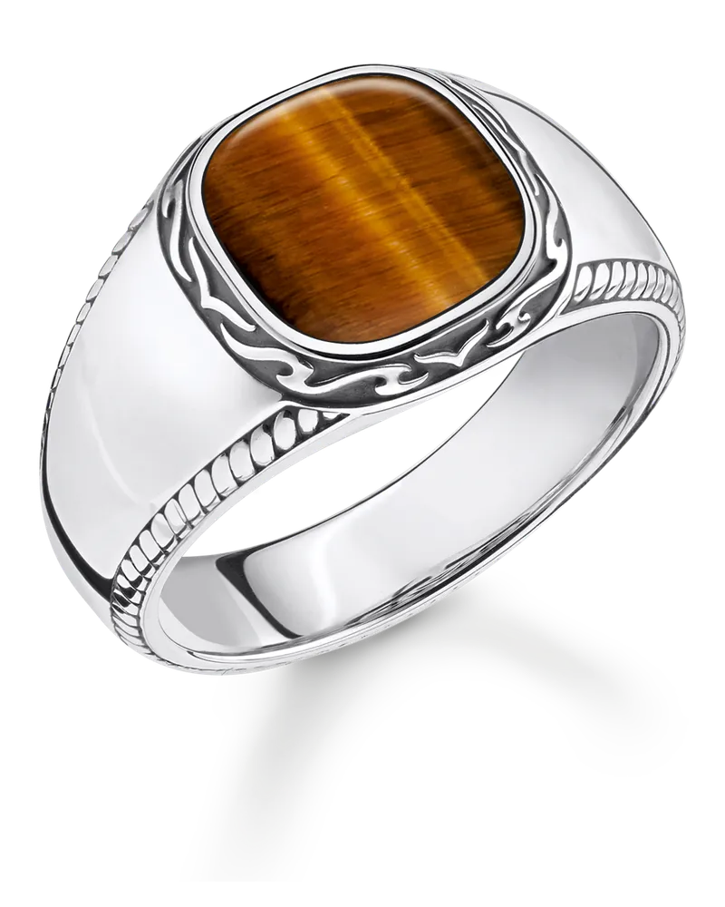 Thomas Sabo Herren Ring Tigerauge, Sterlingsilber Braun