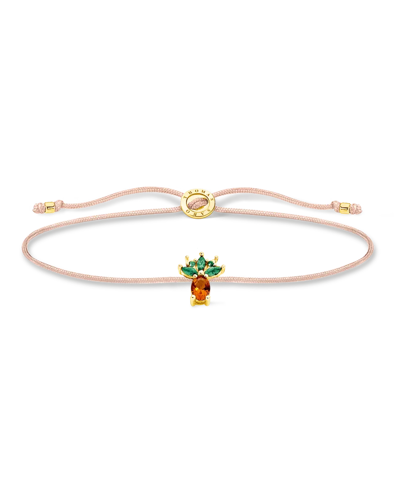 Thomas Sabo Damen Armband Little Secret Ananas gold, 925 Sterlingsilber, vergoldet Gelbgold/ Glas-Keramik Stein, Charming Collection Beige