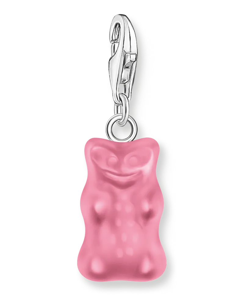 Thomas Sabo Damen Charm-Goldbären-Anhänger in Pink Silber, Sterlingsilber / Glas, Charm Club Collection Pink
