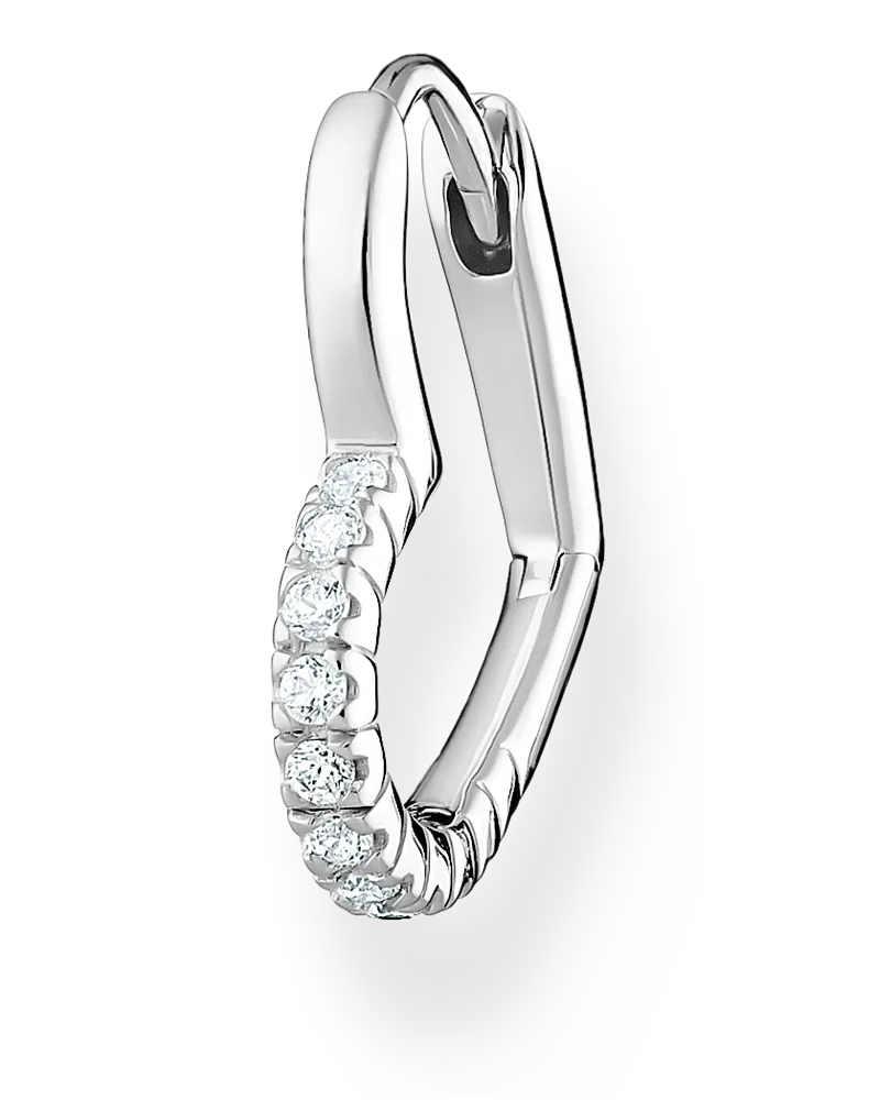 Thomas Sabo Damen Einzel Creole Herz mit weiße Steine silber, Sterlingsilber, Charming Collection Silberfarben