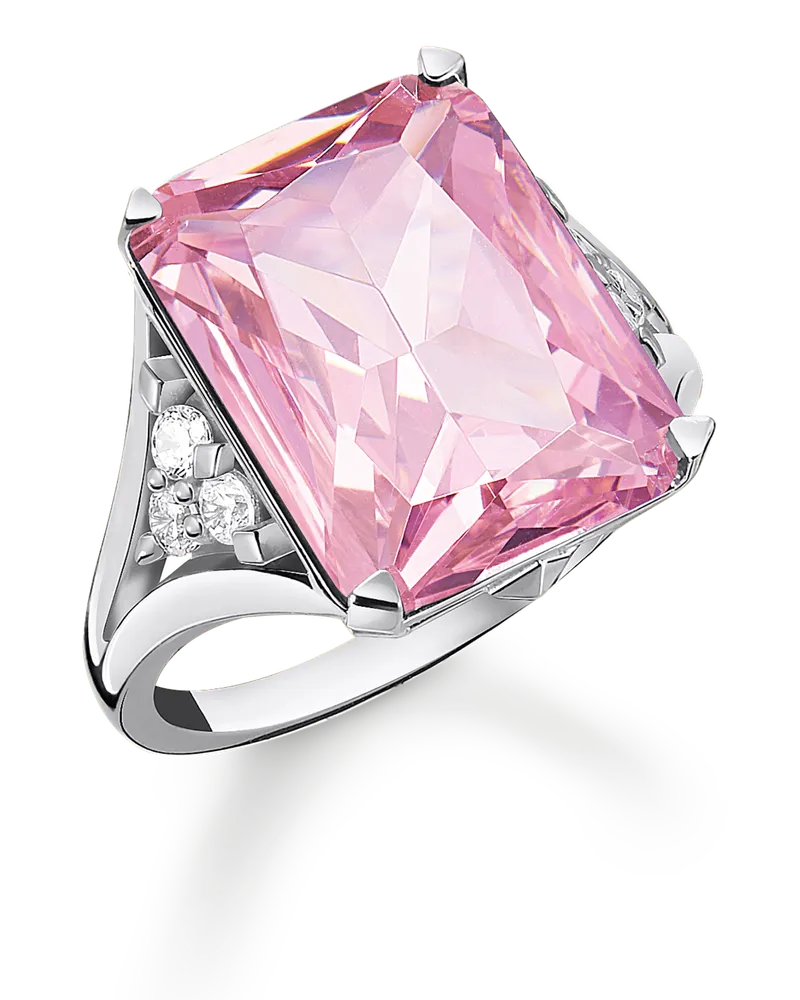 Thomas Sabo Damen Ring mit pinken und weißen Steinen Silber, Sterlingsilber Pink