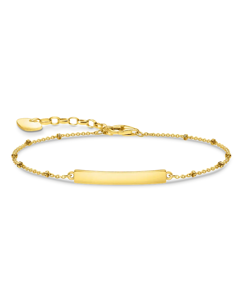 Thomas Sabo Damen Armband klassisch Dots gold mit Gravur, Sterlingsilber Gelbgold vergoldet Gelbgoldfarben
