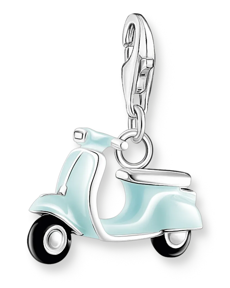 Thomas Sabo Damen Charm-Anhänger türkiser Motorroller Silber, Sterlingsilber, Charm Club Collection Schwarz