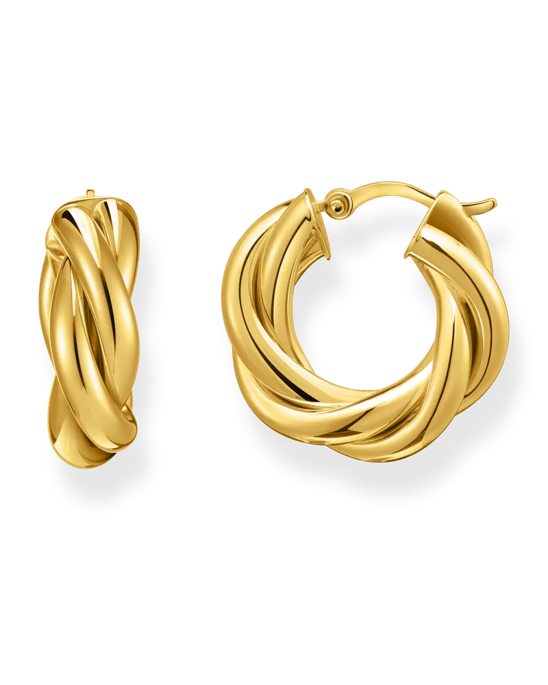 Thomas Sabo Damen Creolen gedrehtes Design vergoldet, Sterlingsilber Gelbgold vergoldet Gelbgoldfarben