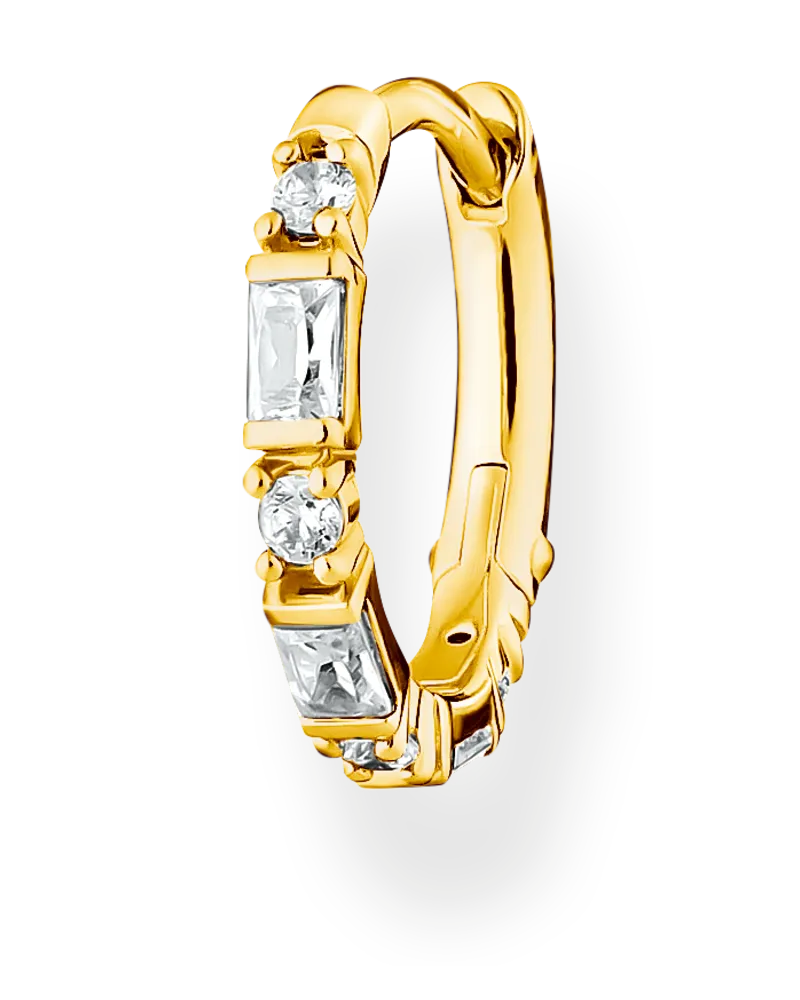Thomas Sabo Damen Einzel Creole weiße Steine gold, Sterlingsilber Gelbgold vergoldet, Charming Collection Gelbgoldfarben