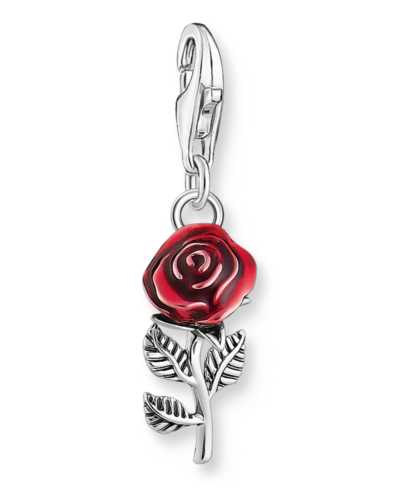 Thomas Sabo Damen Charm-Anhänger rote Rose Silber, Sterlingsilber, Charm Club Collection Rot