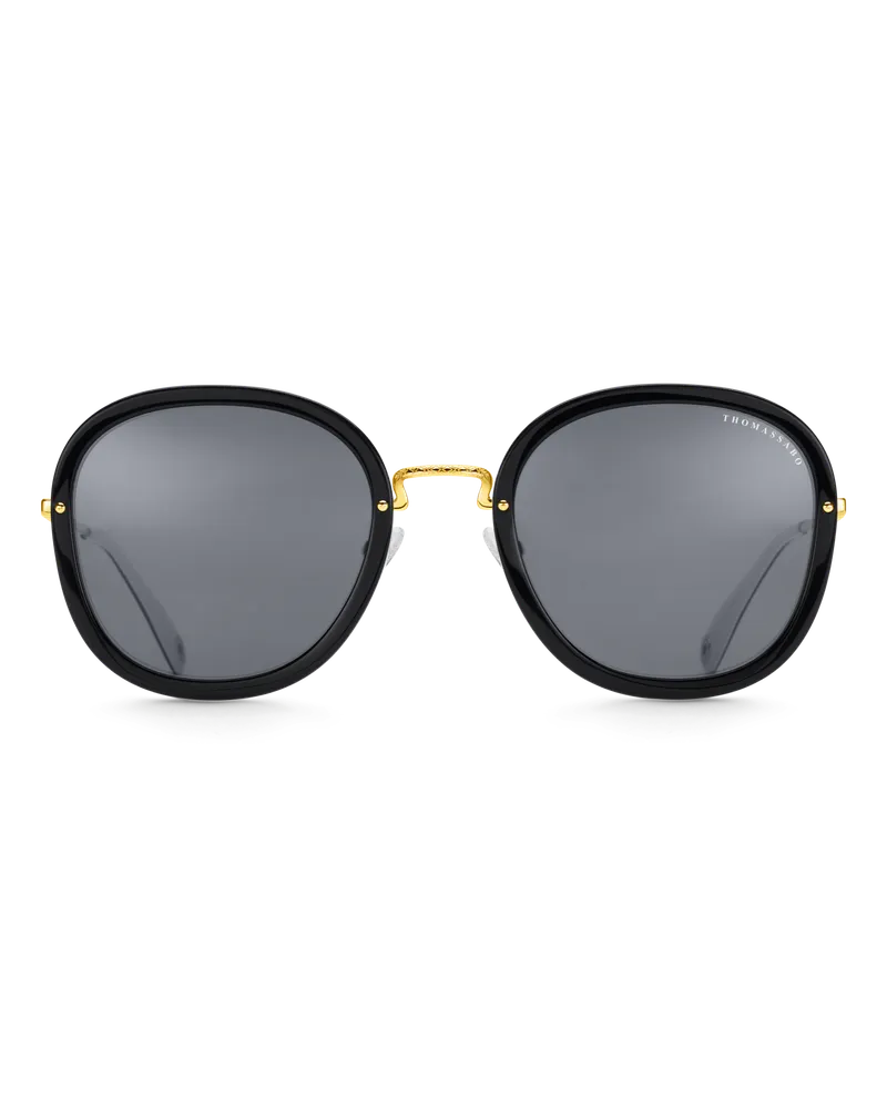 Thomas Sabo Damen Sonnenbrille Mia Quadratisch grau, Edelstahl | Keramik Gelbgoldfarben