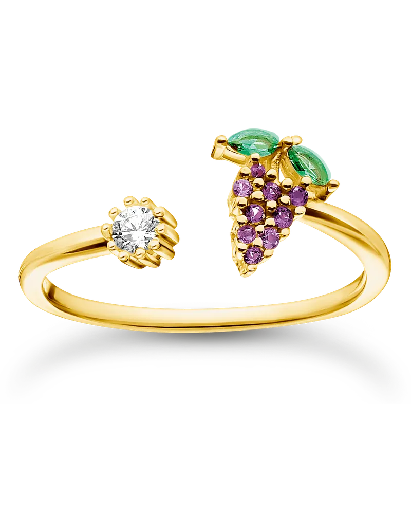 Thomas Sabo Damen Ring Weintraube gold, Sterlingsilber Gelbgold vergoldet, Charming Collection Gelbgoldfarben