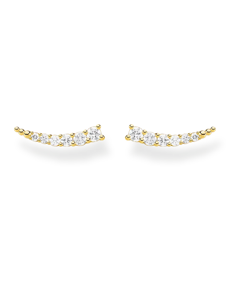 Thomas Sabo Damen Ohrringe Ear Climber weiße Steine gold, Sterlingsilber Gelbgold vergoldet, Charming Collection Gelbgoldfarben