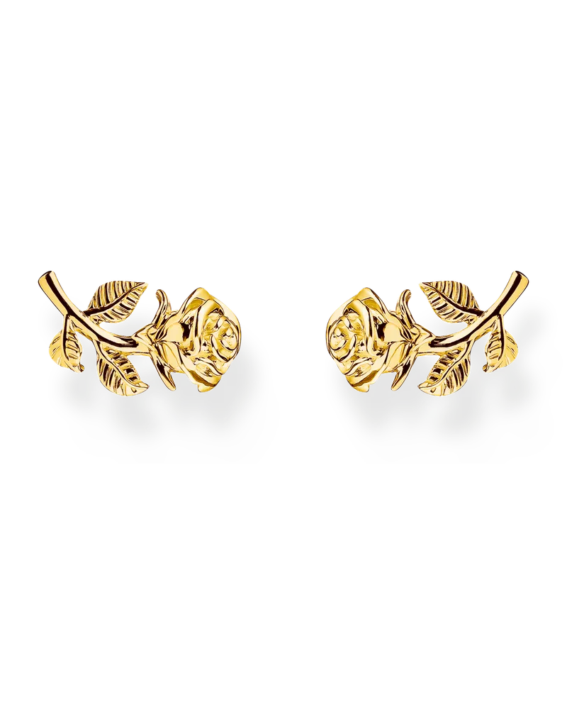Thomas Sabo Damen Ohrstecker Rose Roses Romance vergoldet, Sterlingsilber Gelbgold vergoldet Gelbgoldfarben