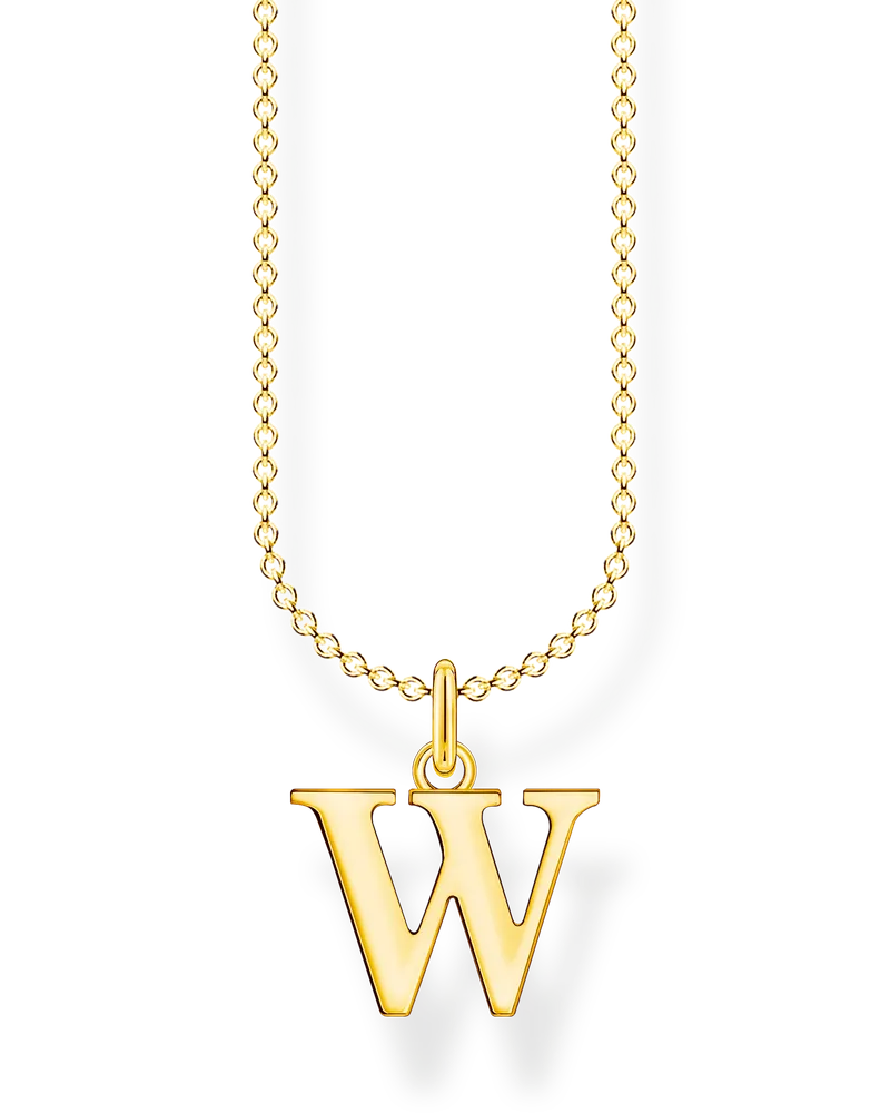 Thomas Sabo Damen Kette Buchstabe W gold, Sterlingsilber Gelbgold vergoldet, Charming Collection Gelbgoldfarben