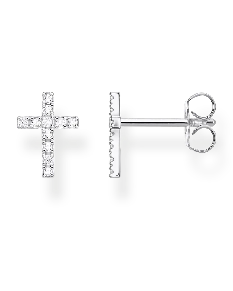 Thomas Sabo Damen Einzel Ohrstecker Kreuz, Sterlingsilber, Charming Collection Silberfarben