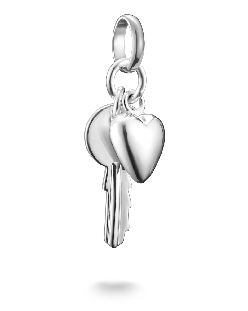 Thomas Sabo Damen Charm-Anhänger Schlüssel mit Herz Connect Silber, Sterlingsilber Silberfarben