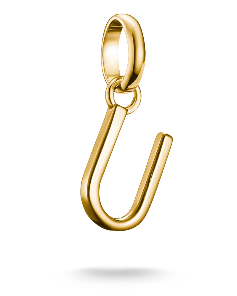 Thomas Sabo Damen Charm-Anhänger Buchstabe U Connect vergoldet, Sterlingsilber Gelbgold vergoldet Gelbgoldfarben