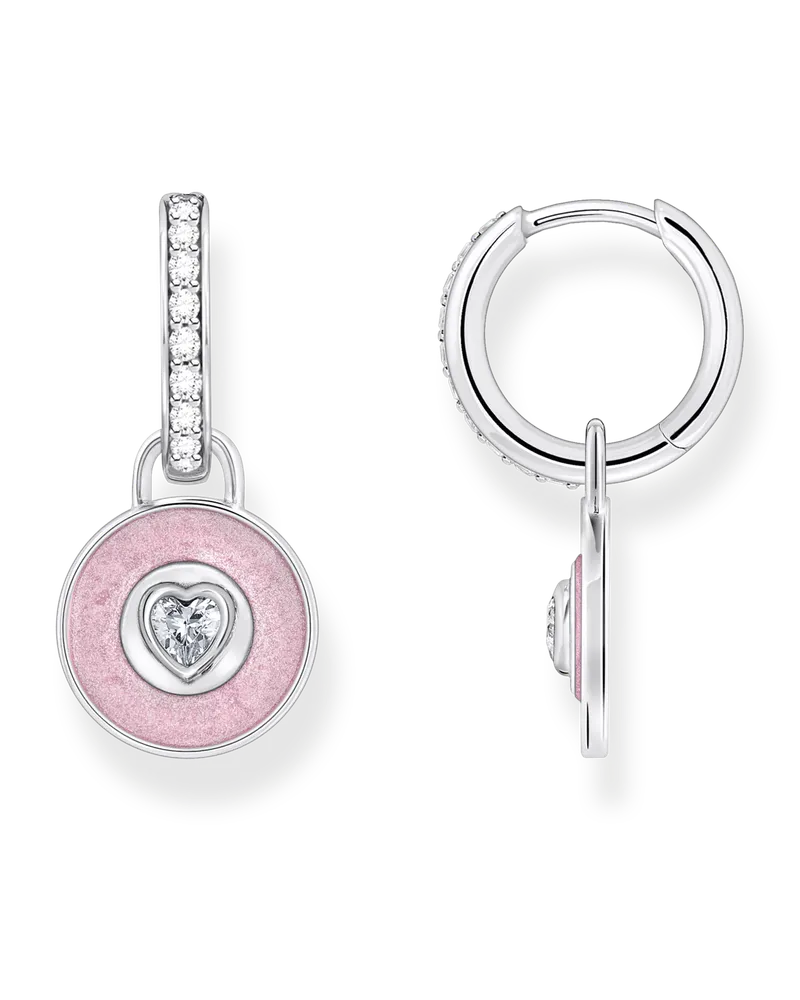 Thomas Sabo Creolen mit Anhänger rosa und Zirkoniabesatz Silber Pink