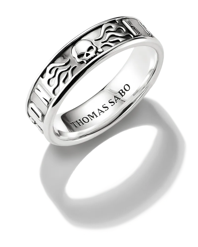 Thomas Sabo Herren Harley-Davidson® Bandring Willie G. Skull Silber, Sterlingsilber geschwärzt Silberfarben