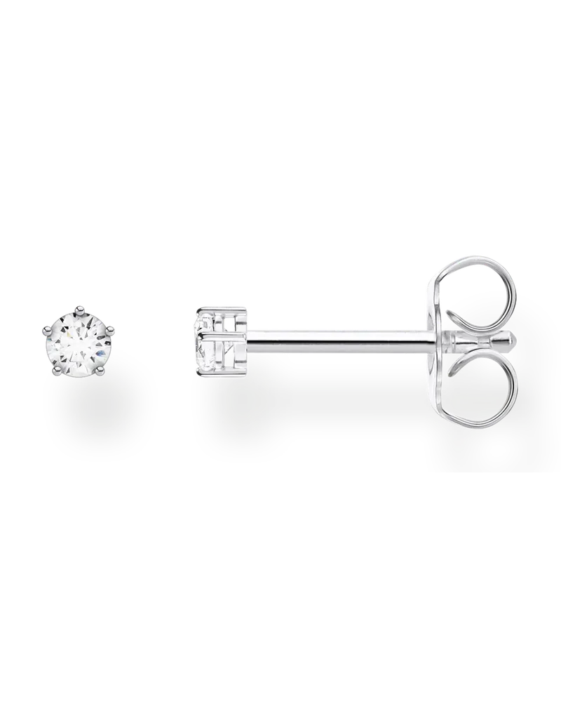 Thomas Sabo Damen Einzel Ohrstecker weißer Stein klein silber, Sterlingsilber, Charming Collection Silberfarben