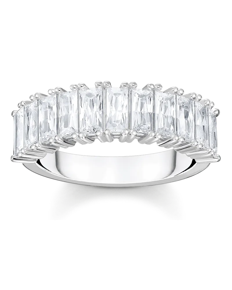 Thomas Sabo Damen Ring mit weißen Steinen Pavé Silber, Sterlingsilber Silberfarben