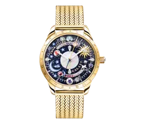 Uhr Cosmic Amulet mit Zifferblatt in Dunkelblau gelbgoldfarben