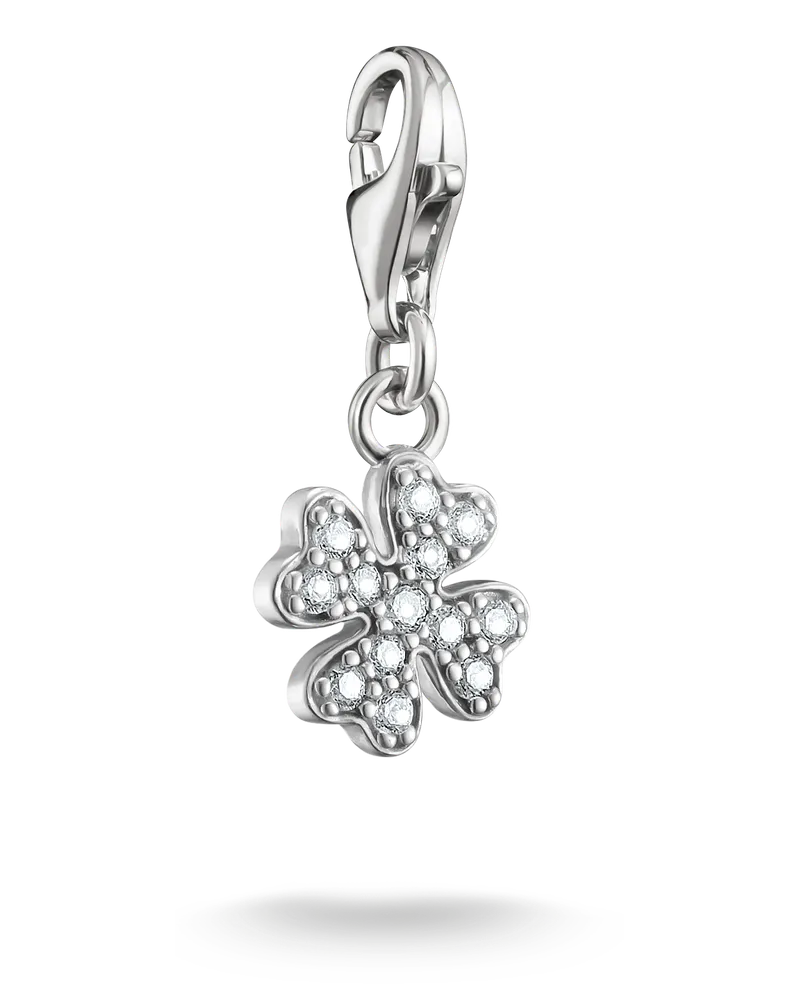 Thomas Sabo Damen Charm-Anhänger Kleeblatt, Sterlingsilber, Charm Club Collection Silberfarben