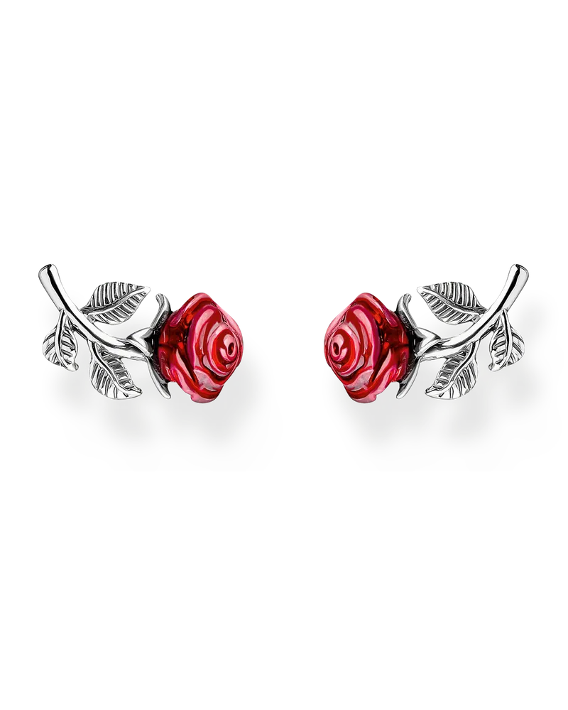Thomas Sabo Damen Ohrstecker Rose Roses Romance Silber, Sterlingsilber Rot