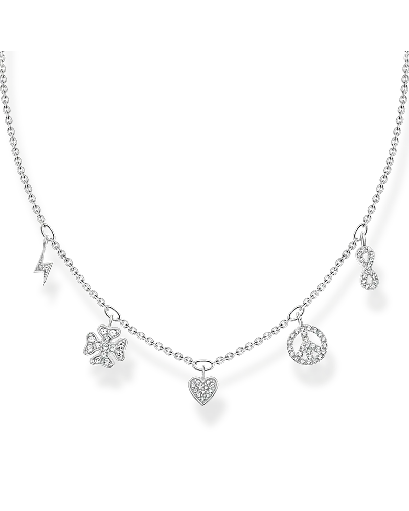 Thomas Sabo Damen Kette mit Symbole silber, Sterlingsilber, Charming Collection Silberfarben