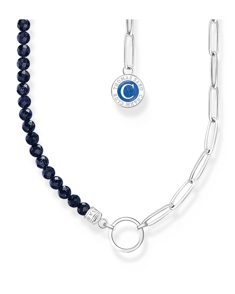 Thomas Sabo Member Charm-Kette mit dunkelblauen Beads und Charmista Coin Silber Dunkelblau