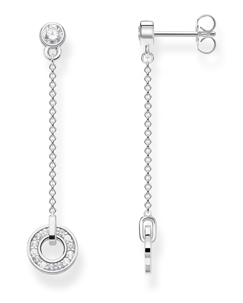 Thomas Sabo Damen Ohrringe Kreis mit weißen Steinen Silber, Sterlingsilber Silberfarben