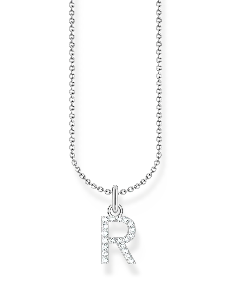 Thomas Sabo Damen Kette mit Buchstaben-Anhänger R Silber, Sterlingsilber, Charming Collection Silberfarben